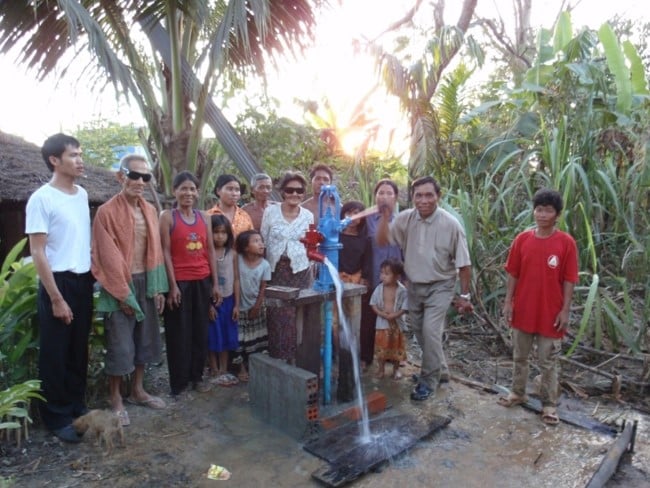 Clean Water Project - villagers with new tube well